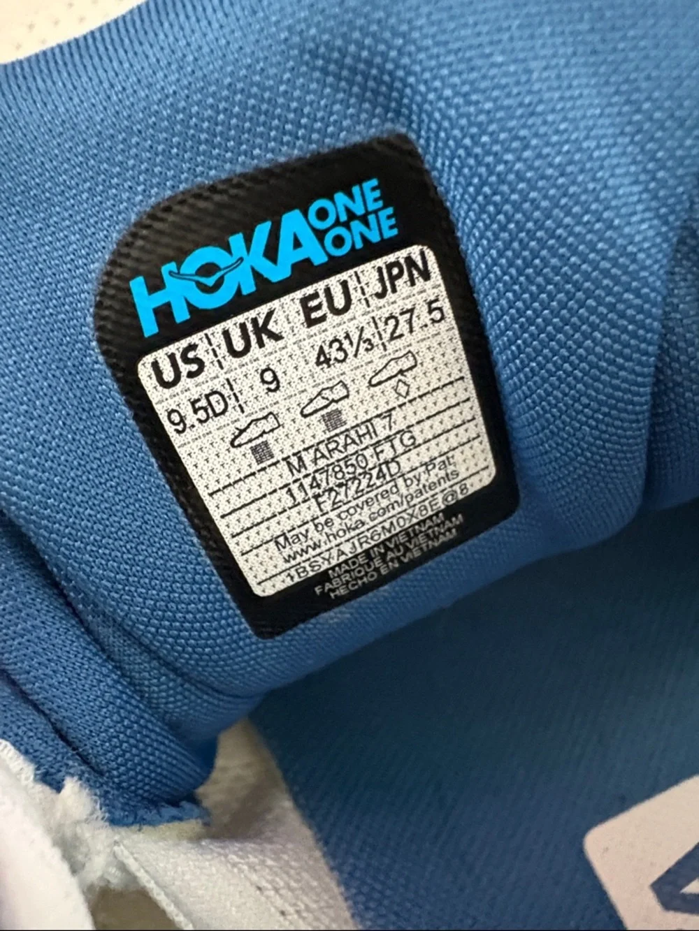 Hoka Arahi 7 White and Blue Running Shoe Size 9.5